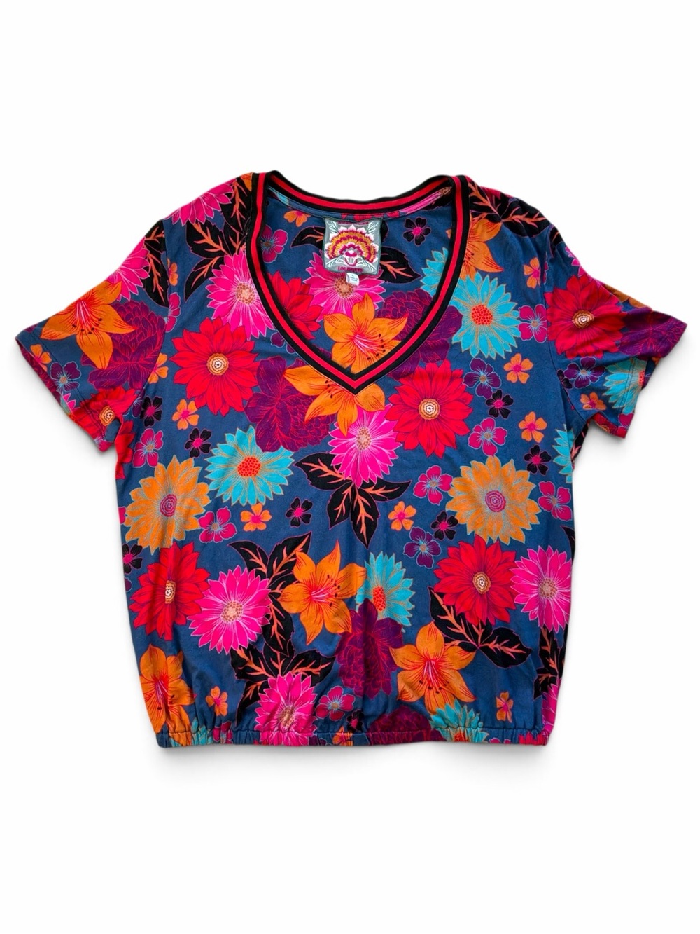 Johnny Was The Janie Favorite Short Sleeve V Neck Blouson Top Large
